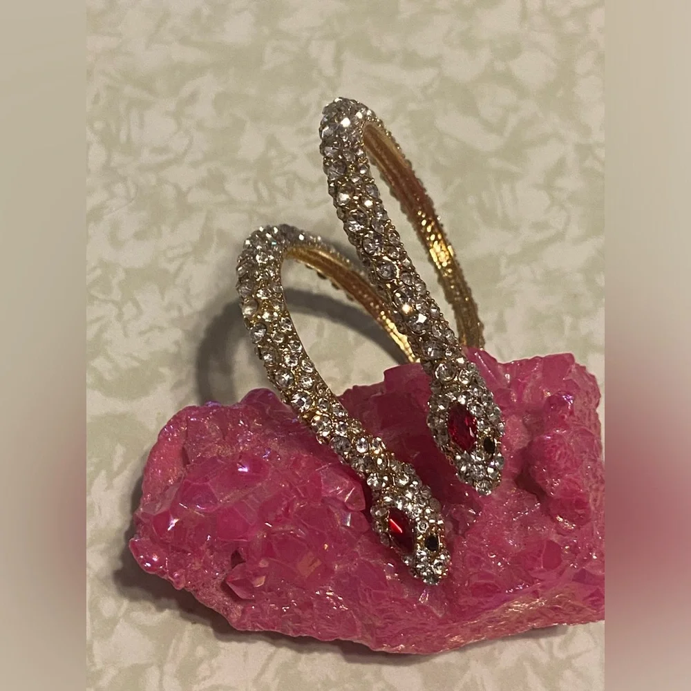 Damaged Snake Rhinestone Earrings for Parts, Repairs or Crafts 💎